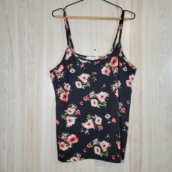Eye Candy Black Floral Spaghetti Strap Tank Top Sz 2X - Picture 4 of 4